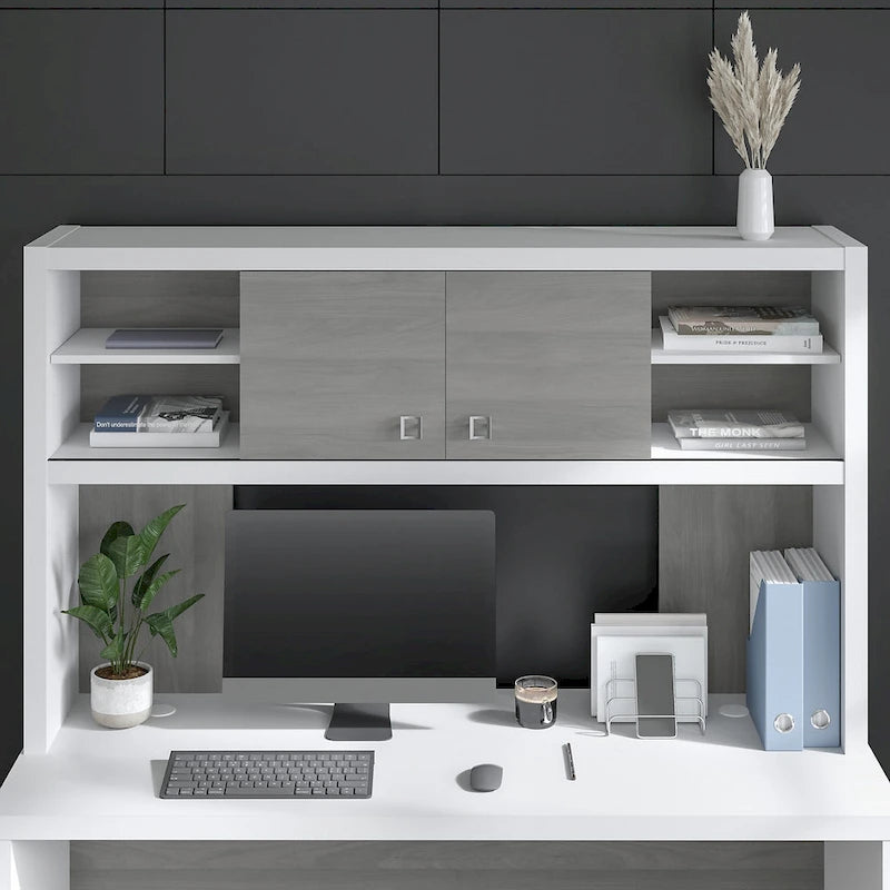 Hutch 60W avec portes coulissantes – Blanc pur / Sable gris / Érable anthracite / Gris moderne, Un seul utilisateur