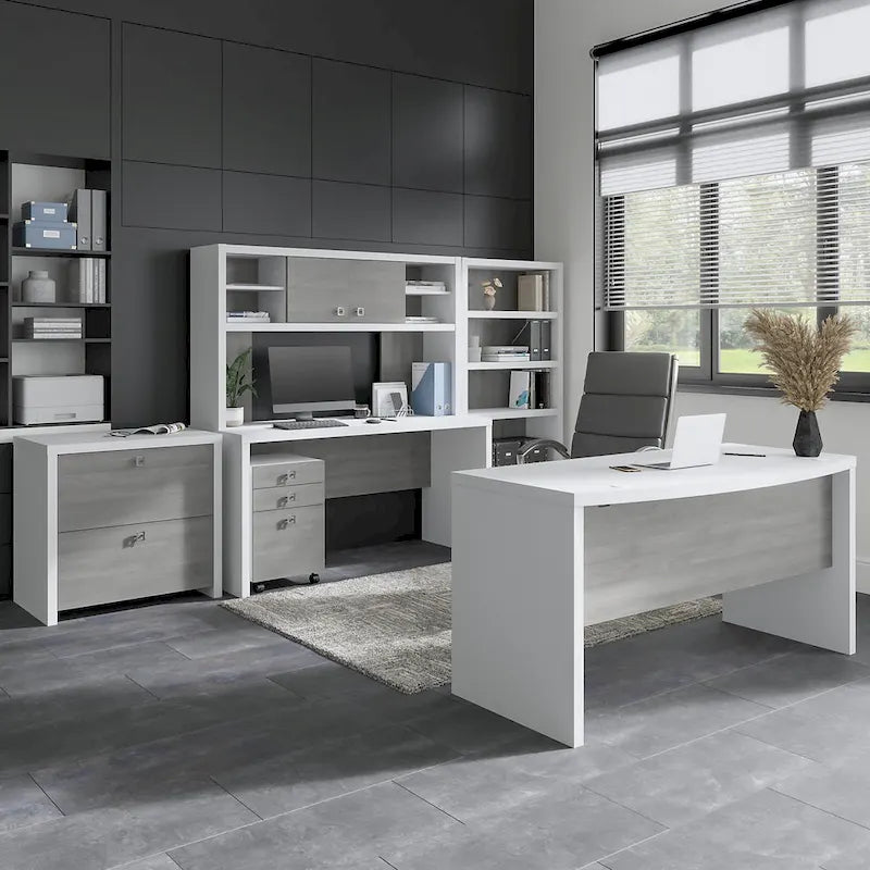 Hutch 60W avec portes coulissantes – Blanc pur / Sable gris / Érable anthracite / Gris moderne, Un seul utilisateur