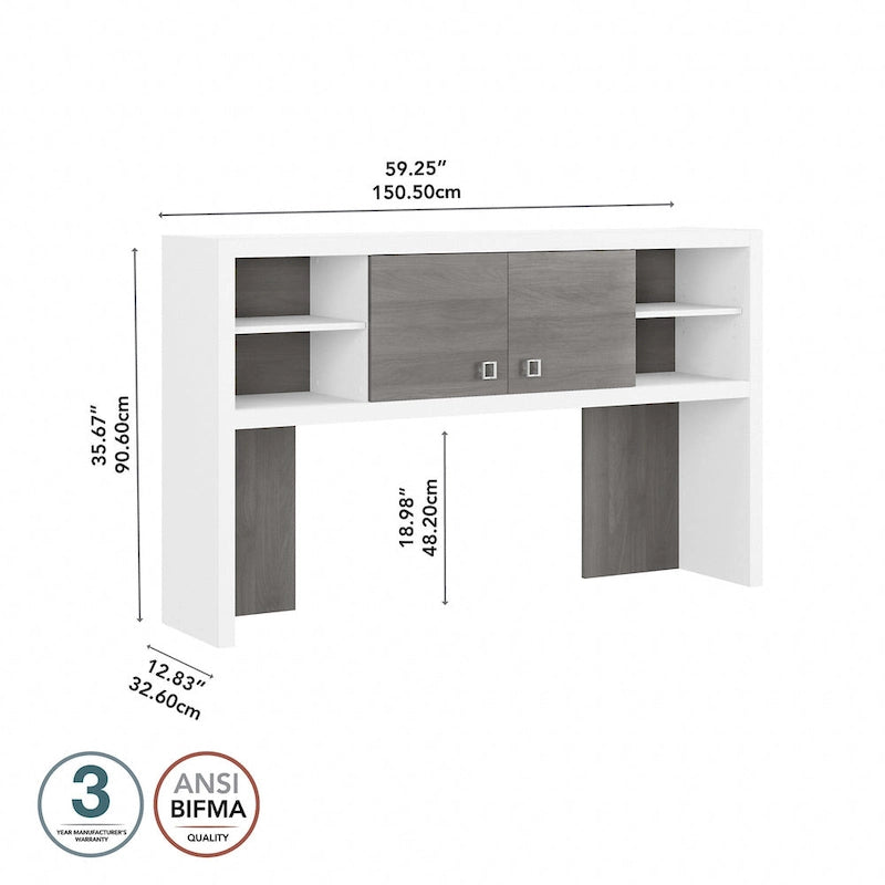 Hutch 60W avec portes coulissantes – Blanc pur / Sable gris / Érable anthracite / Gris moderne, Un seul utilisateur