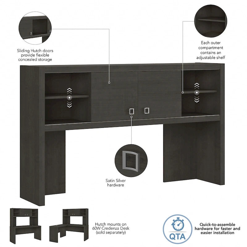 Hutch 60W avec portes coulissantes – Blanc pur / Sable gris / Érable anthracite / Gris moderne, Un seul utilisateur