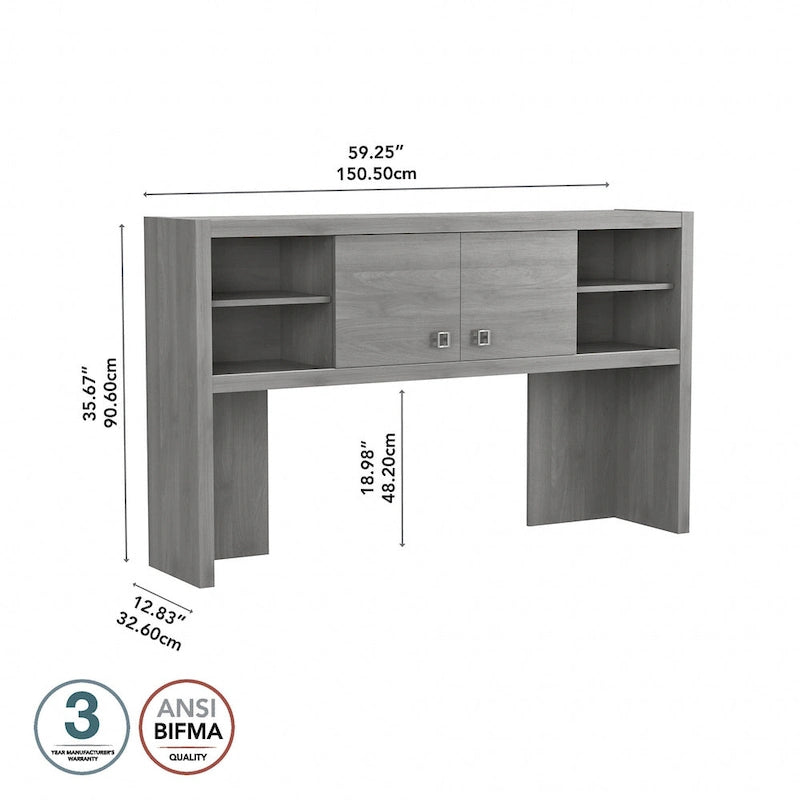 Hutch 60W avec portes coulissantes – Blanc pur / Sable gris / Érable anthracite / Gris moderne, Un seul utilisateur