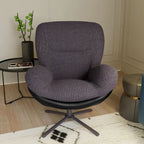 Fauteuil d'appoint pivotant noir et bleu marine | Chenille et similicuir | Siège unique