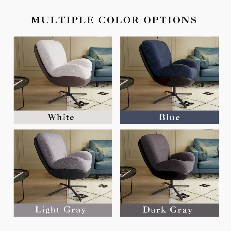 Fauteuil d'appoint pivotant noir et bleu marine | Chenille et similicuir | Siège unique