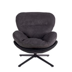 Fauteuil d'appoint pivotant noir et bleu marine | Chenille et similicuir | Siège unique