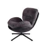 Fauteuil d'appoint pivotant noir et bleu marine | Chenille et similicuir | Siège unique