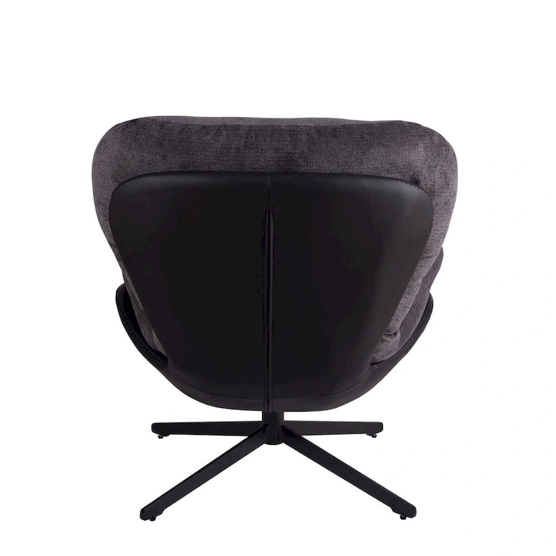 Fauteuil d'appoint pivotant noir et bleu marine | Chenille et similicuir | Siège unique