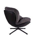 Fauteuil d'appoint pivotant noir et bleu marine | Chenille et similicuir | Siège unique
