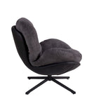 Fauteuil d'appoint pivotant noir et bleu marine | Chenille et similicuir | Siège unique