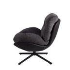 Fauteuil d'appoint pivotant noir et bleu marine | Chenille et similicuir | Siège unique