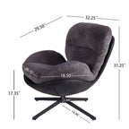 Fauteuil d'appoint pivotant noir et bleu marine | Chenille et similicuir | Siège unique