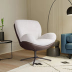 Fauteuil d'appoint pivotant noir et bleu marine | Chenille et similicuir | Siège unique