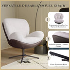 Fauteuil d'appoint pivotant noir et bleu marine | Chenille et similicuir | Siège unique