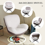Fauteuil d'appoint pivotant noir et bleu marine | Chenille et similicuir | Siège unique