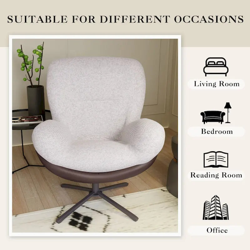 Fauteuil d'appoint pivotant noir et bleu marine | Chenille et similicuir | Siège unique