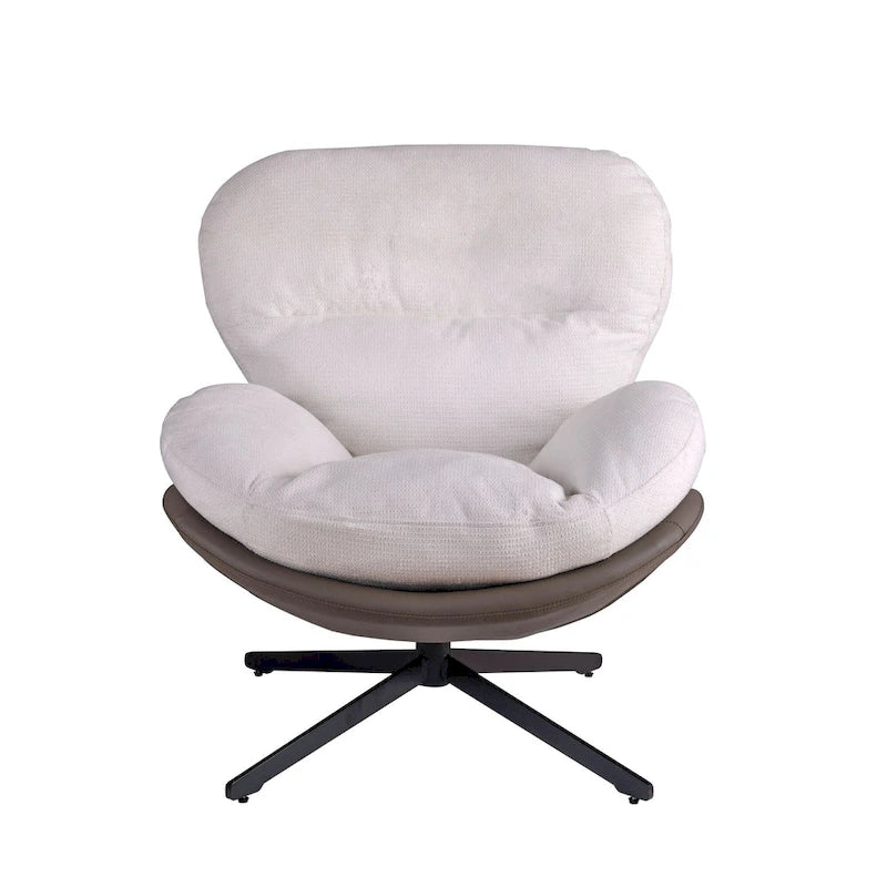 Fauteuil d'appoint pivotant noir et bleu marine | Chenille et similicuir | Siège unique
