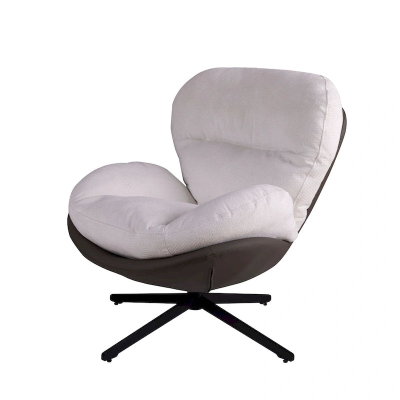 Fauteuil d'appoint pivotant noir et bleu marine | Chenille et similicuir | Siège unique