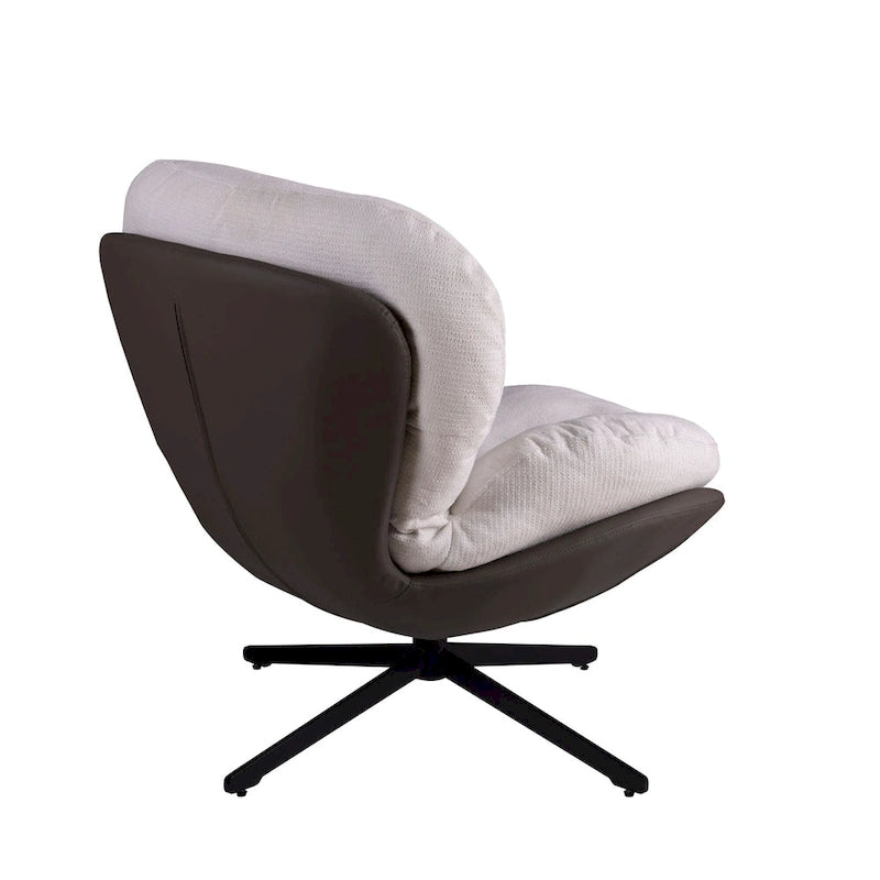 Fauteuil d'appoint pivotant noir et bleu marine | Chenille et similicuir | Siège unique