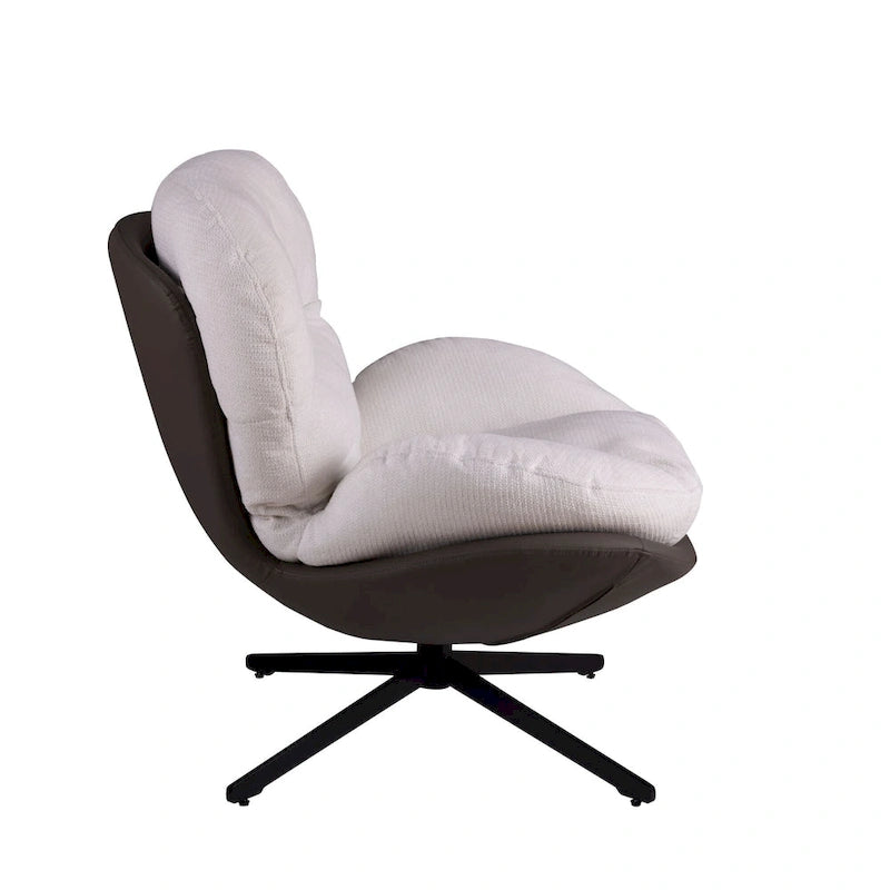 Fauteuil d'appoint pivotant noir et bleu marine | Chenille et similicuir | Siège unique
