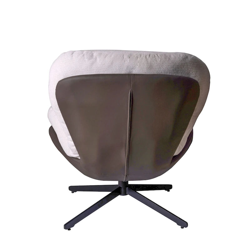 Fauteuil d'appoint pivotant noir et bleu marine | Chenille et similicuir | Siège unique