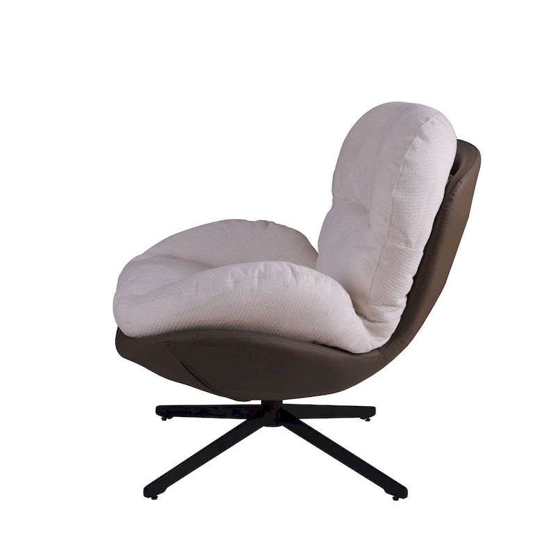 Fauteuil d'appoint pivotant noir et bleu marine | Chenille et similicuir | Siège unique