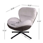 Fauteuil d'appoint pivotant noir et bleu marine | Chenille et similicuir | Siège unique