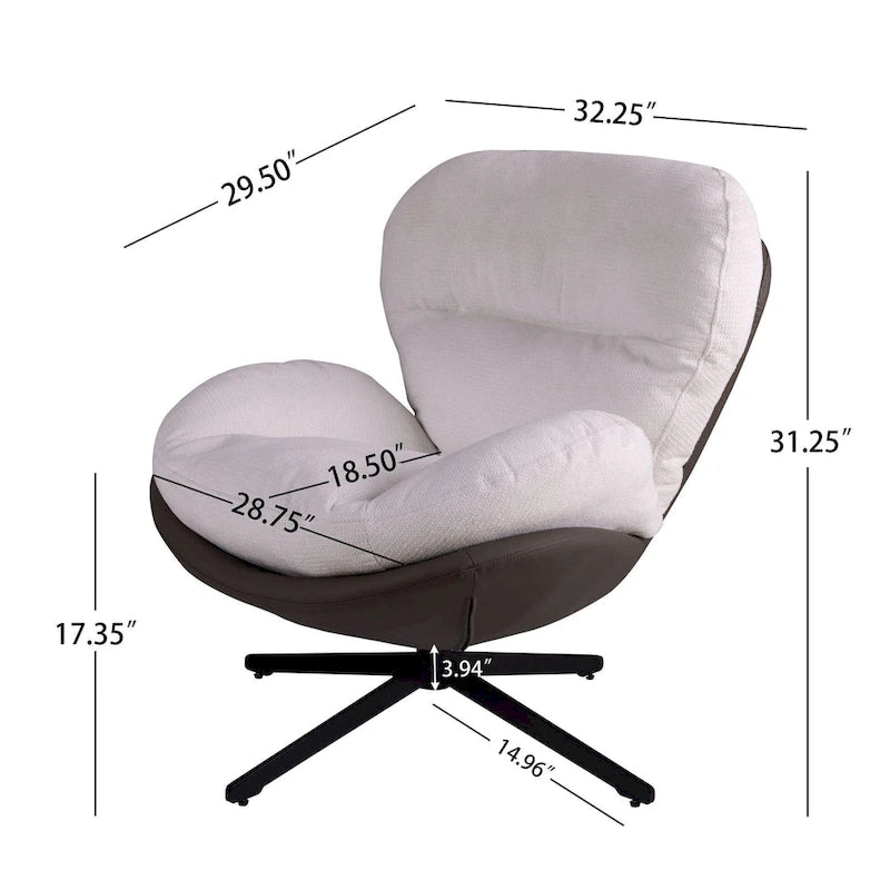 Fauteuil d'appoint pivotant noir et bleu marine | Chenille et similicuir | Siège unique