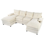 Canapé d'angle en chenille en U Roomfitters avec accoudoirs réglables, parfait pour les salons, les bureaux, les grands espaces