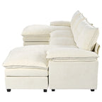 Canapé d'angle en chenille en U Roomfitters avec accoudoirs réglables, parfait pour les salons, les bureaux, les grands espaces
