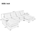 Canapé d'angle en chenille en U Roomfitters avec accoudoirs réglables, parfait pour les salons, les bureaux, les grands espaces