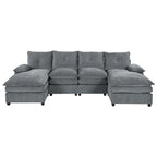 Canapé d'angle en chenille en U Roomfitters avec accoudoirs réglables, parfait pour les salons, les bureaux, les grands espaces