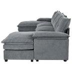 Canapé d'angle en chenille en U Roomfitters avec accoudoirs réglables, parfait pour les salons, les bureaux, les grands espaces