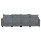 Canapé d'angle en chenille en U Roomfitters avec accoudoirs réglables, parfait pour les salons, les bureaux, les grands espaces