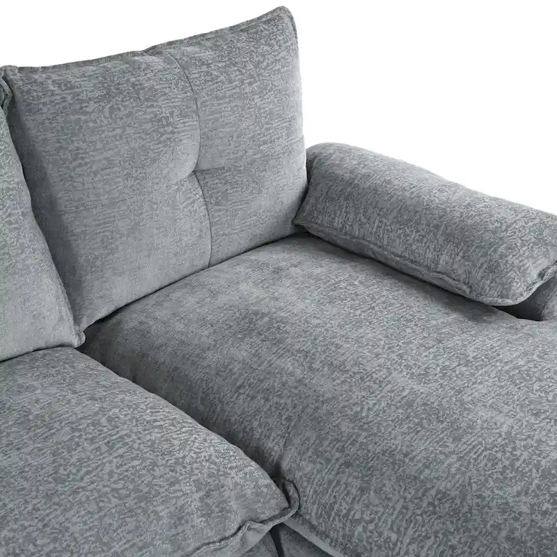 Canapé d'angle en chenille en U Roomfitters avec accoudoirs réglables, parfait pour les salons, les bureaux, les grands espaces
