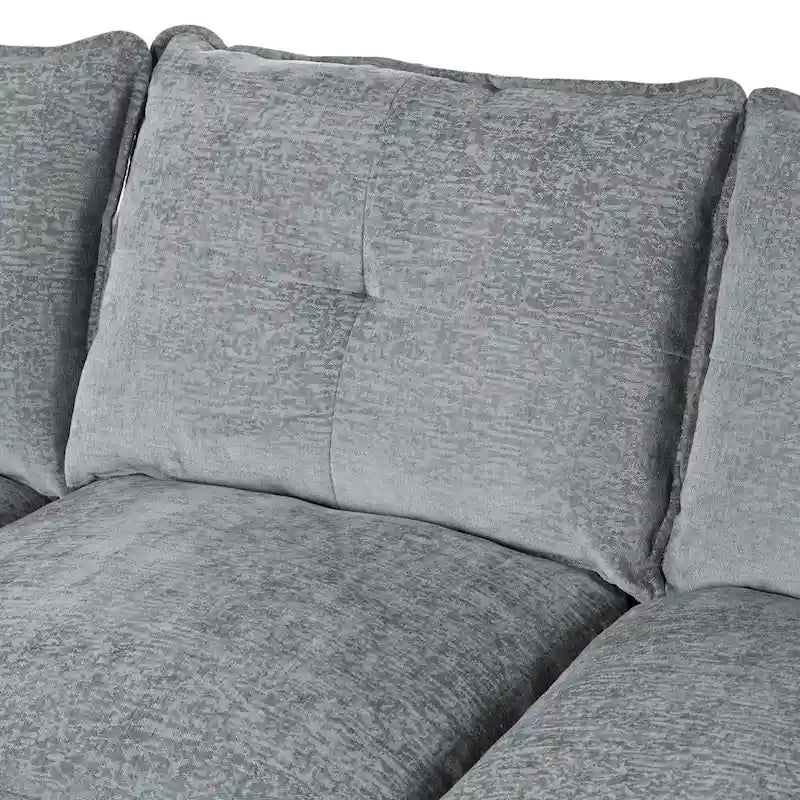 Canapé d'angle en chenille en U Roomfitters avec accoudoirs réglables, parfait pour les salons, les bureaux, les grands espaces