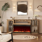 Meuble TV cheminée de 70 po avec vitre à 3 côtés, certifié ETL, 12 couleurs de flamme, lit de braises réaliste, pour téléviseurs jusqu'à 80 po