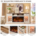 Meuble TV de ferme avec foyer 3 faces, meuble de divertissement