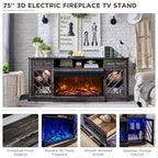 Meuble TV de ferme avec foyer 3 faces, meuble de divertissement