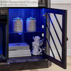 Meuble TV de ferme avec foyer 3 faces, meuble de divertissement