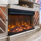 Meuble TV de ferme avec foyer 3 faces, meuble de divertissement