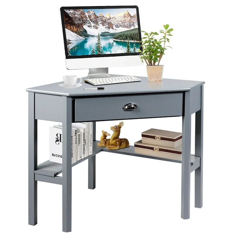 Gymax Bureau d'angle pour ordinateur portable avec tiroir