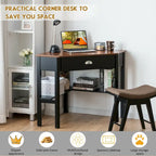 Gymax Bureau d'angle pour ordinateur portable avec tiroir