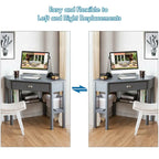 Gymax Bureau d'angle pour ordinateur portable avec tiroir