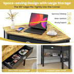 Gymax Bureau d'angle pour ordinateur portable avec tiroir
