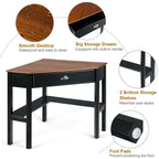 Gymax Bureau d'angle pour ordinateur portable avec tiroir