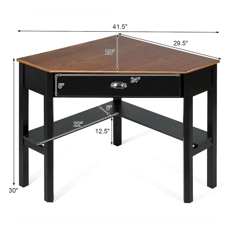 Gymax Bureau d'angle pour ordinateur portable avec tiroir