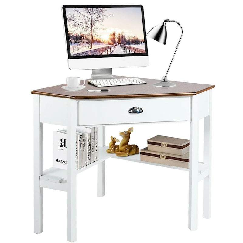 Gymax Bureau d'angle pour ordinateur portable avec tiroir