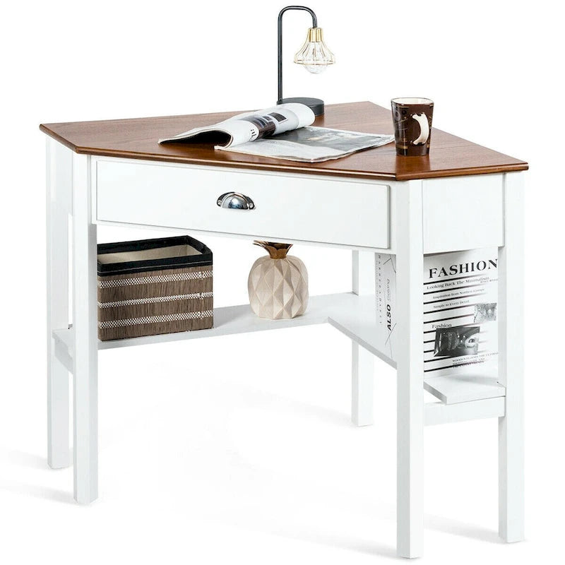 Gymax Bureau d'angle pour ordinateur portable avec tiroir
