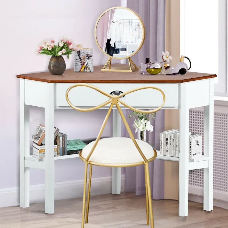 Gymax Bureau d'angle pour ordinateur portable avec tiroir