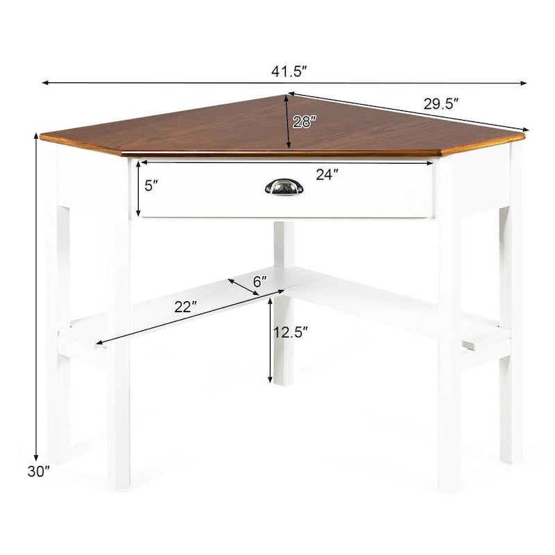 Gymax Bureau d'angle pour ordinateur portable avec tiroir