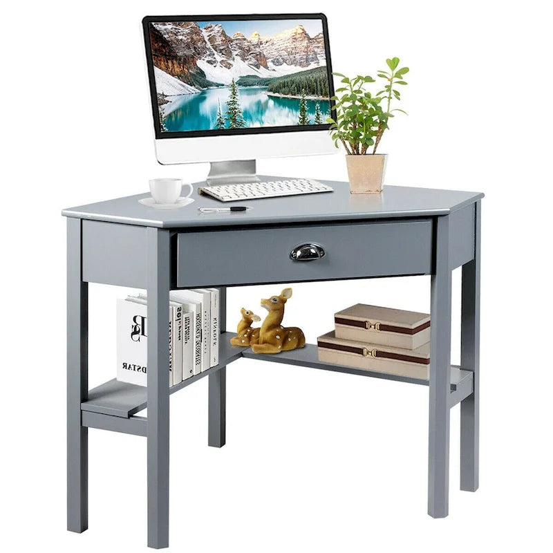 Gymax Bureau d'angle pour ordinateur portable avec tiroir